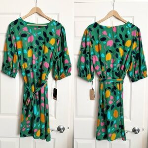 NWT Halogen Colorful Green Patterned Dress